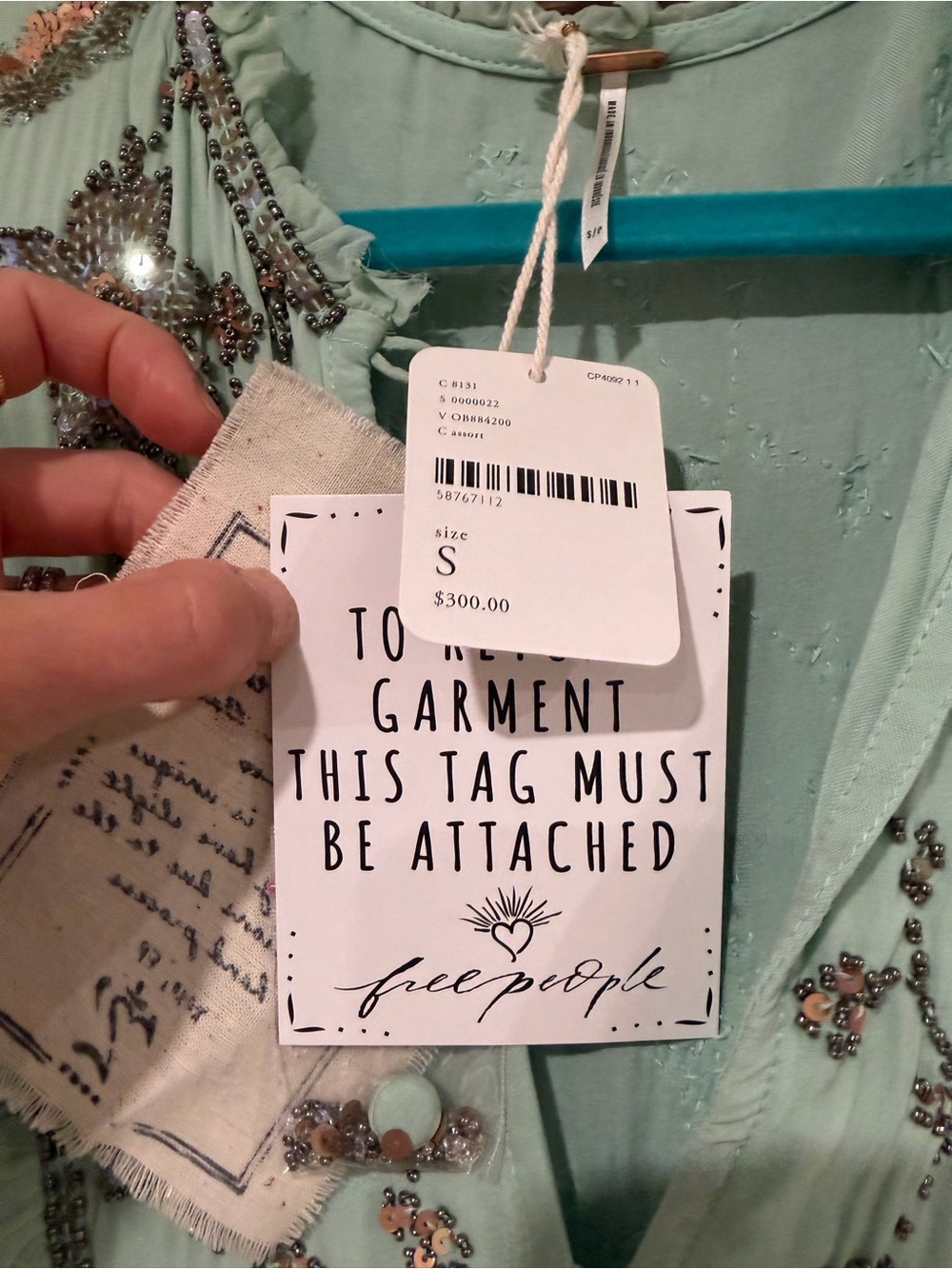 Free People Mint Green Embroidered Mini Dress - Picture 2 of 5